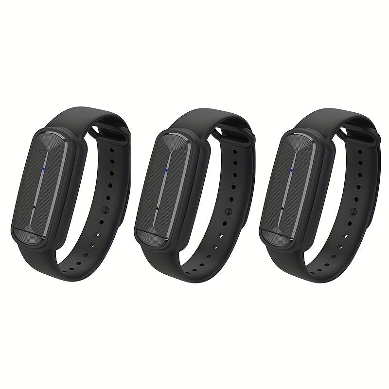 Ultrasonic Mosquito Bracelet 3-Pack, USB Rechargeable Intelligent Bug Wristband for Camping, Outdoor