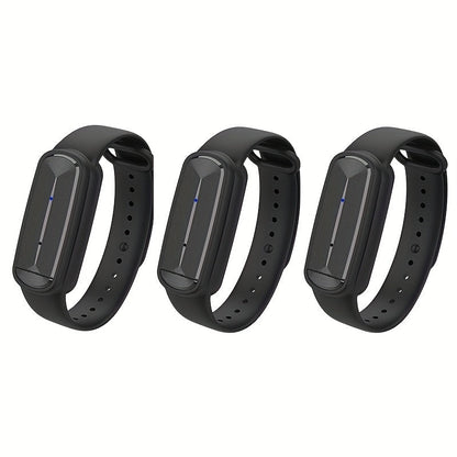 Ultrasonic Mosquito Bracelet 3-Pack, USB Rechargeable Intelligent Bug Wristband for Camping, Outdoor
