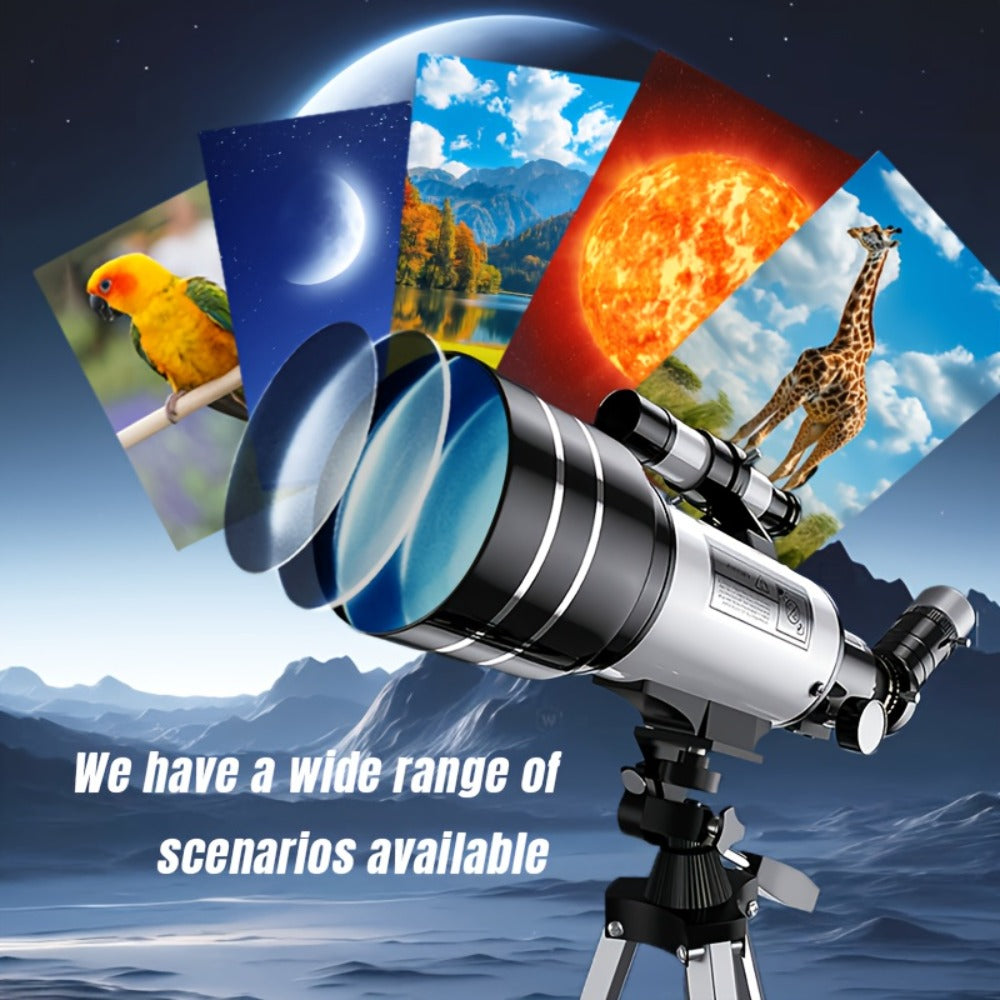 150X Astronomical Telescope 70mm Aperture with Tripod Phone Adapter Wireless Remote Control High Magnification Portable Refractor Telescope