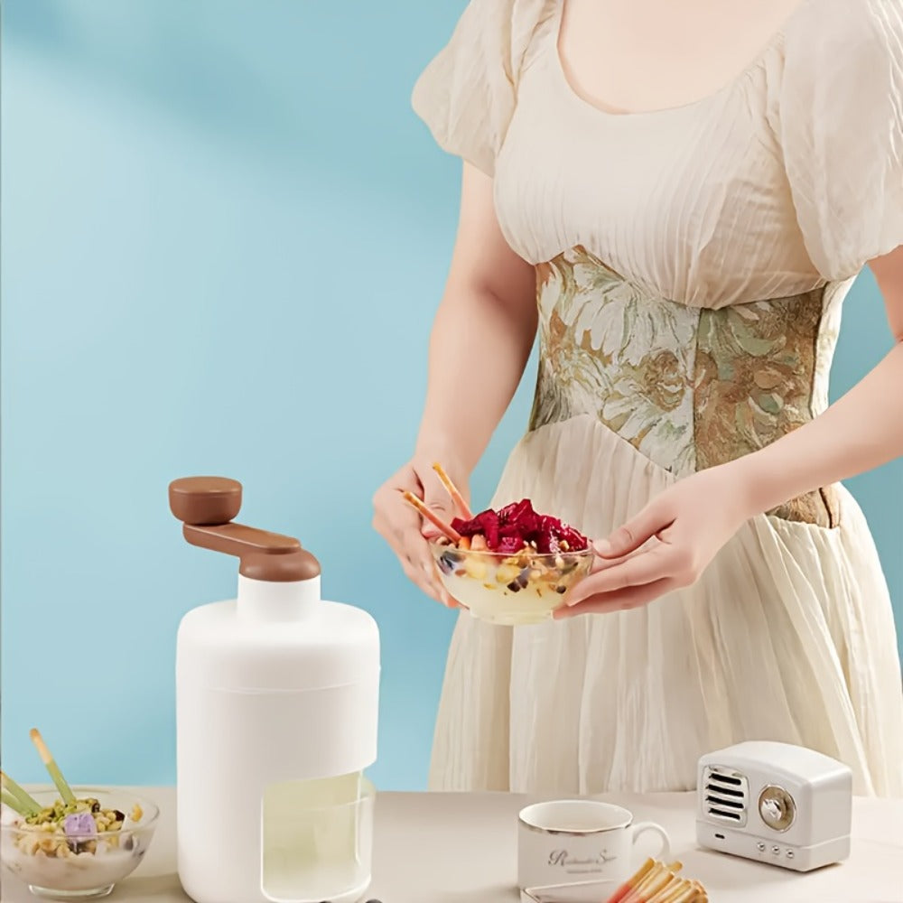 Manual Ice Shaver Machine, Hand-Powered Snow Cone Maker & Ice Crusher, Portable for Home, Parties