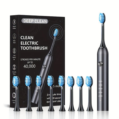 Electric Toothbrush with Five Modes, 40, 000 Vibrations per Minute, Type-C Charging and Four or Eight Heads