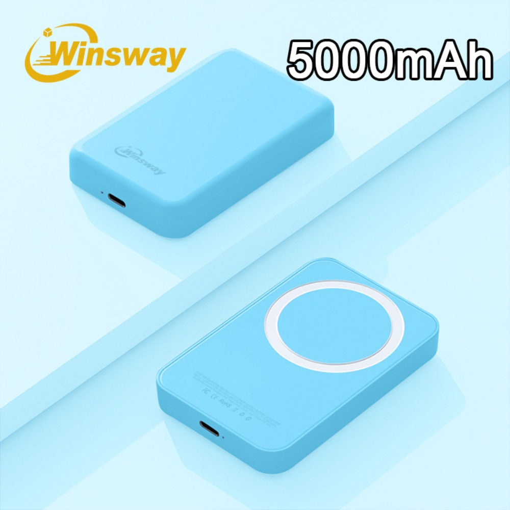 Power Bank Magnetic 5000mAh Mini with Wireless Charging, PD, QC3.0 and Eight Colors for Travel