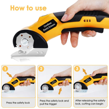 Electric Scissors Rechargeable Cordless - USB-C Charging, Battery Indicator, Portable Power Cutter for Fabric