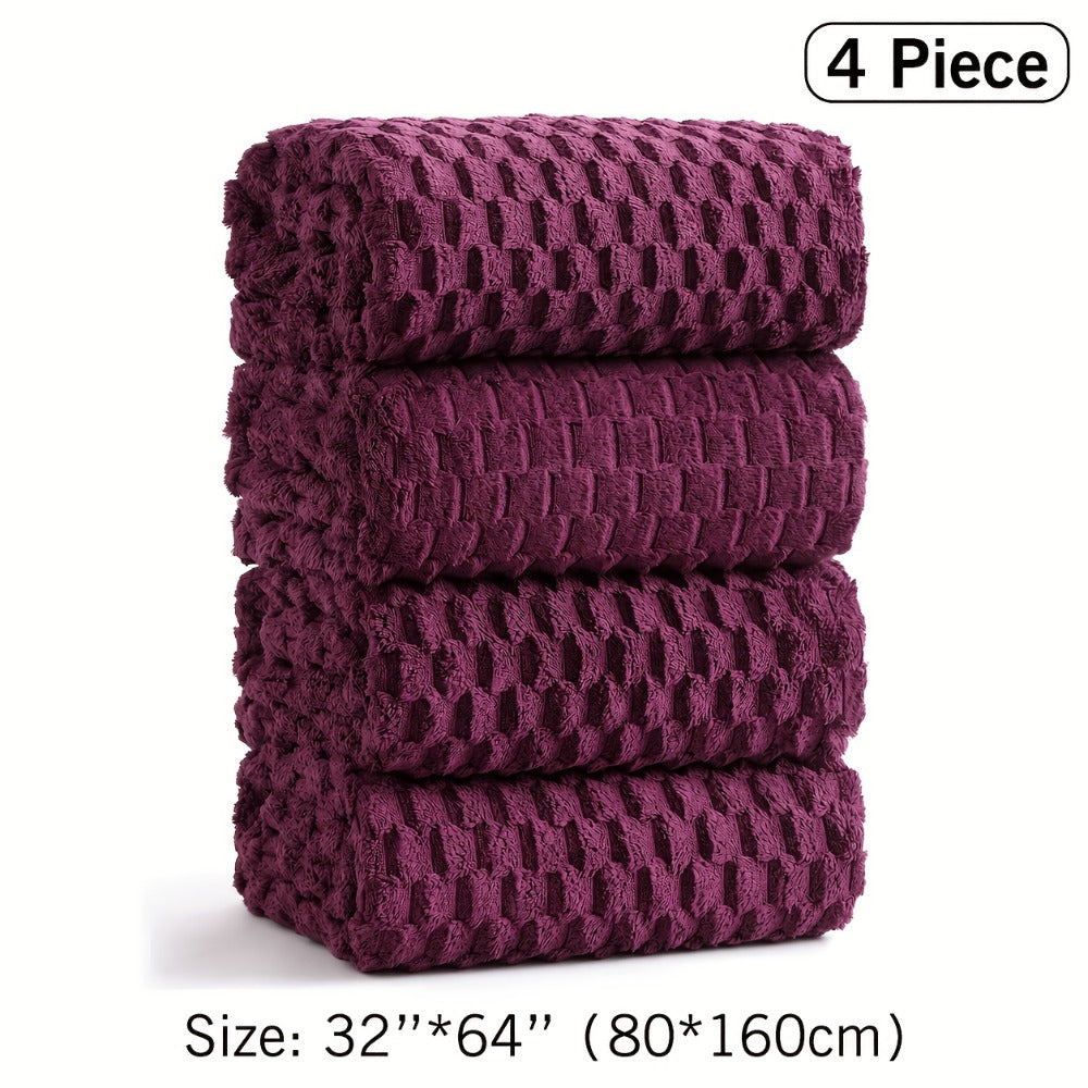 Bath Towels Set Single or 4-Piece 800GSM Oversized Microfiber Towels 32 x 64 Inch for Home and Guest Use