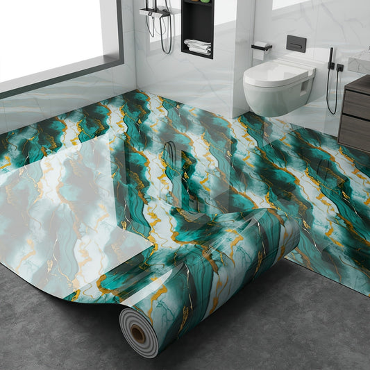 Peel and Stick Floor Tile Sticker 15.7"x118" Self-Adhesive Marble Pattern Vinyl Roll for Entryways, Bedrooms and Living Spaces