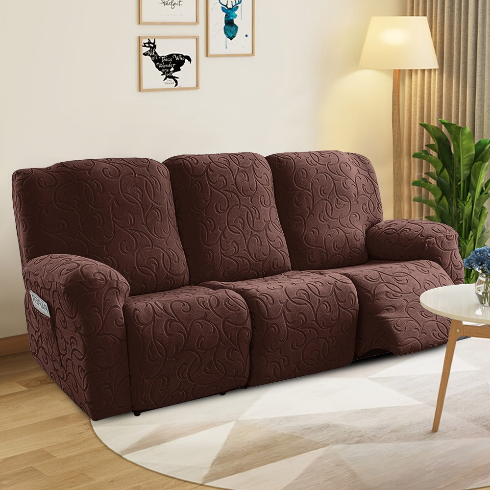 Recliner Slipcover, One-Piece Hooked Chenille Stretch Cover for Three-Seat Sofa in Three Colors