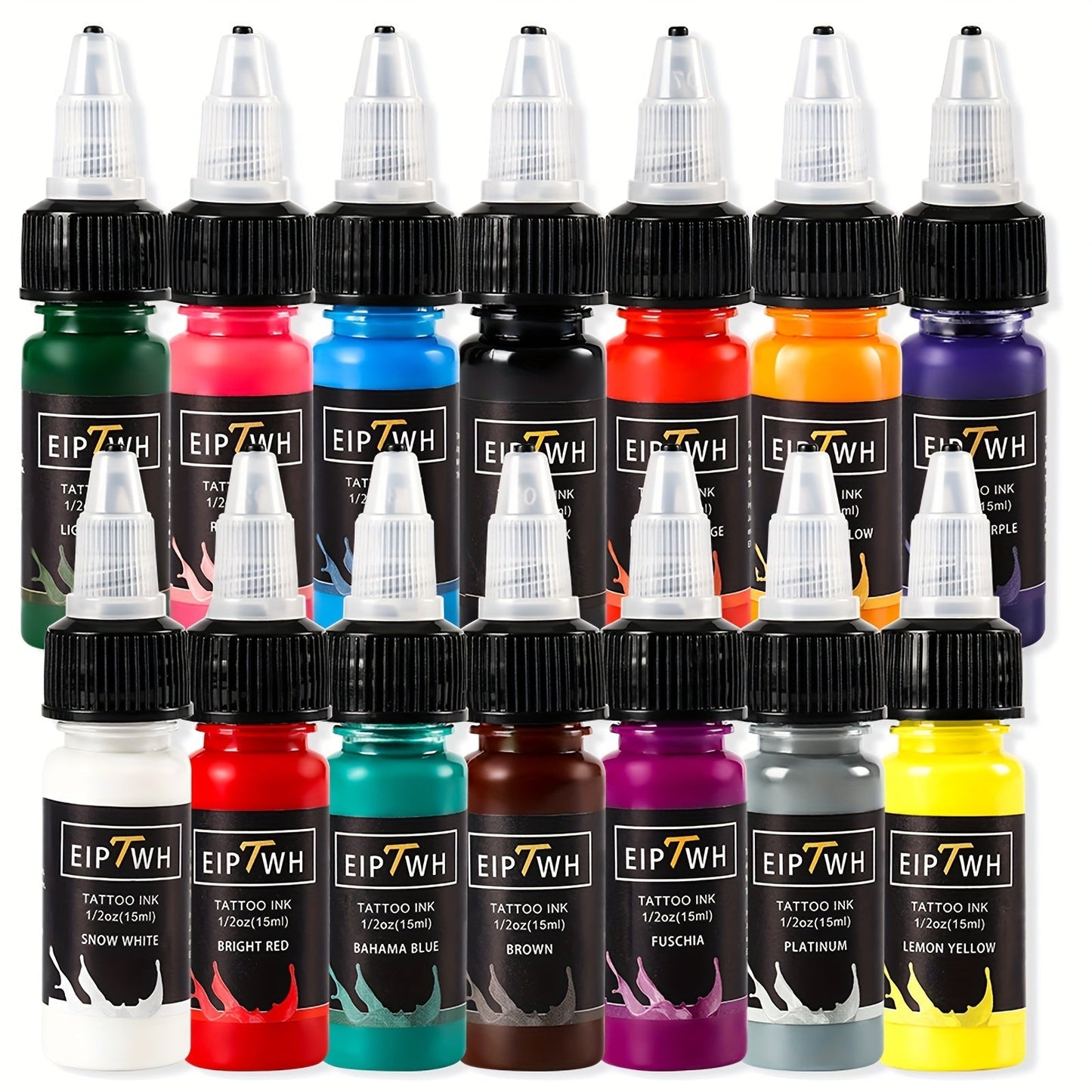 Tattoo Ink EIPTWH 14-Color Set with 15ml Bottles and One Complete Kit Configuration with Item-Specific Color, Capacity and Bottle Choices