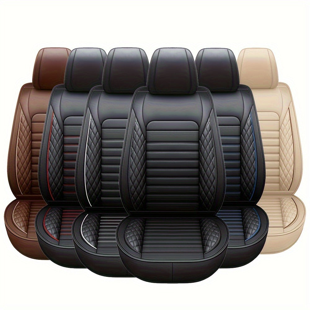 Car Seat Covers 5-Seat PU Leather Set with Front Storage Pocket, Armrest Piece and Eight Colors