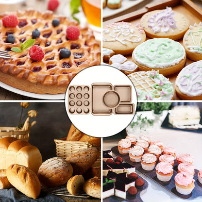 Nonstick Bakeware Set Stackable Space-Saving - Round & Square Pans, Waffle Tray, Cookie Sheet, Carbon Steel Baking Pan Set for Oven