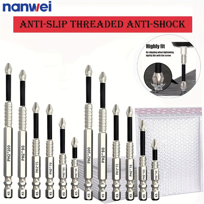 Nanwei K5 Magnetic Driver Bit Set with Hex Shanks, 50-150mm Lengths and 5- to 30-Piece Options