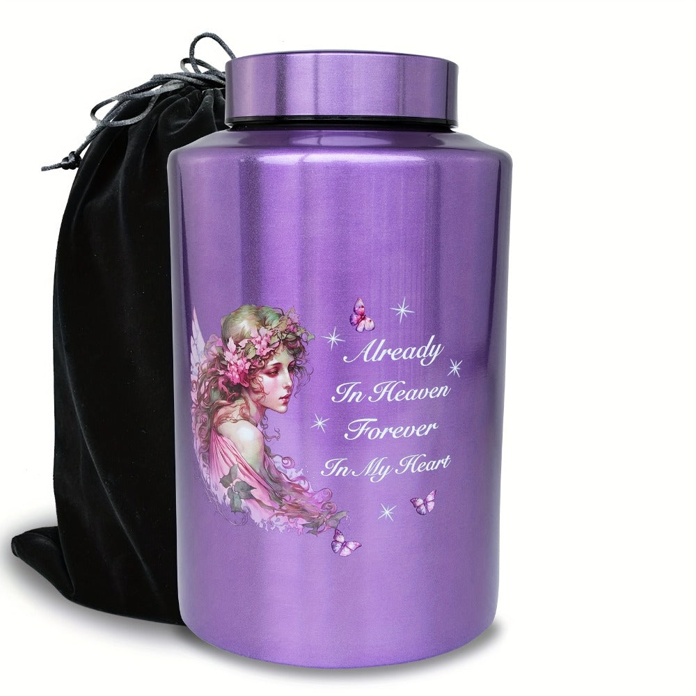 Cremation Urns for Human Ashes Large, Stainless Steel Memorial Urn Holds, Decorative Butterfly Cardinal Fairy Design