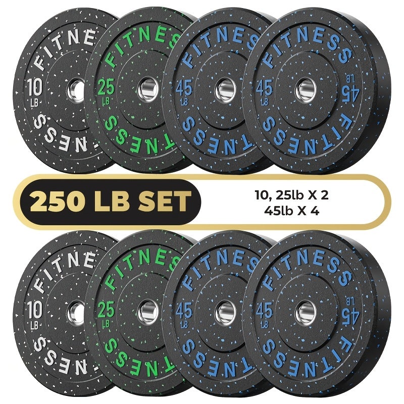 Bumper Plates Colored Rubber Weight Plates – 2-Inch Olympic Barbell Plates for Weightlifting & Strength Training