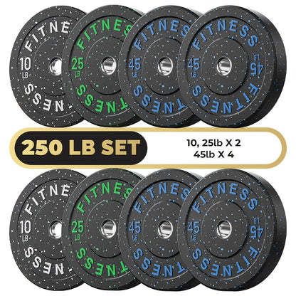 Bumper Plates Colored Rubber Weight Plates – 2-Inch Olympic Barbell Plates for Weightlifting & Strength Training