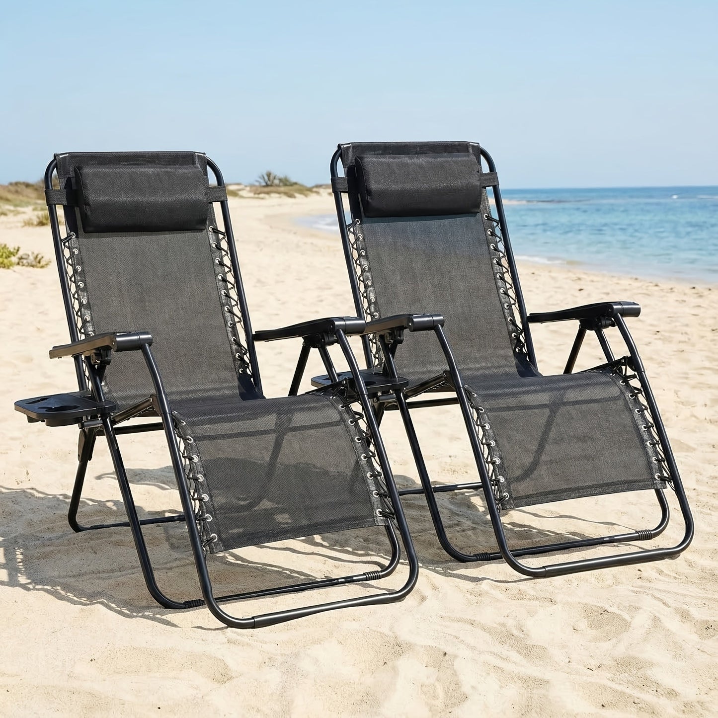 Zero Gravity Chair 2 Pack – 330lb Capacity, Ergonomic Adjustable Recline & Locking System, Foldable Patio Lounger with Cup Holder – Lawn