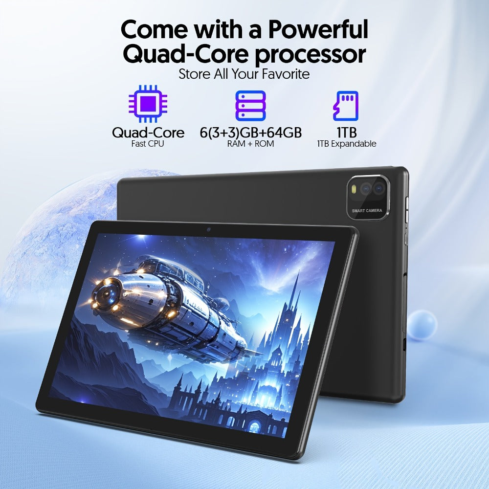 Android Tablet 10-Inch 2-in-1 with Android 14, WiFi 6, 64GB Internal Storage and Keyboard Set