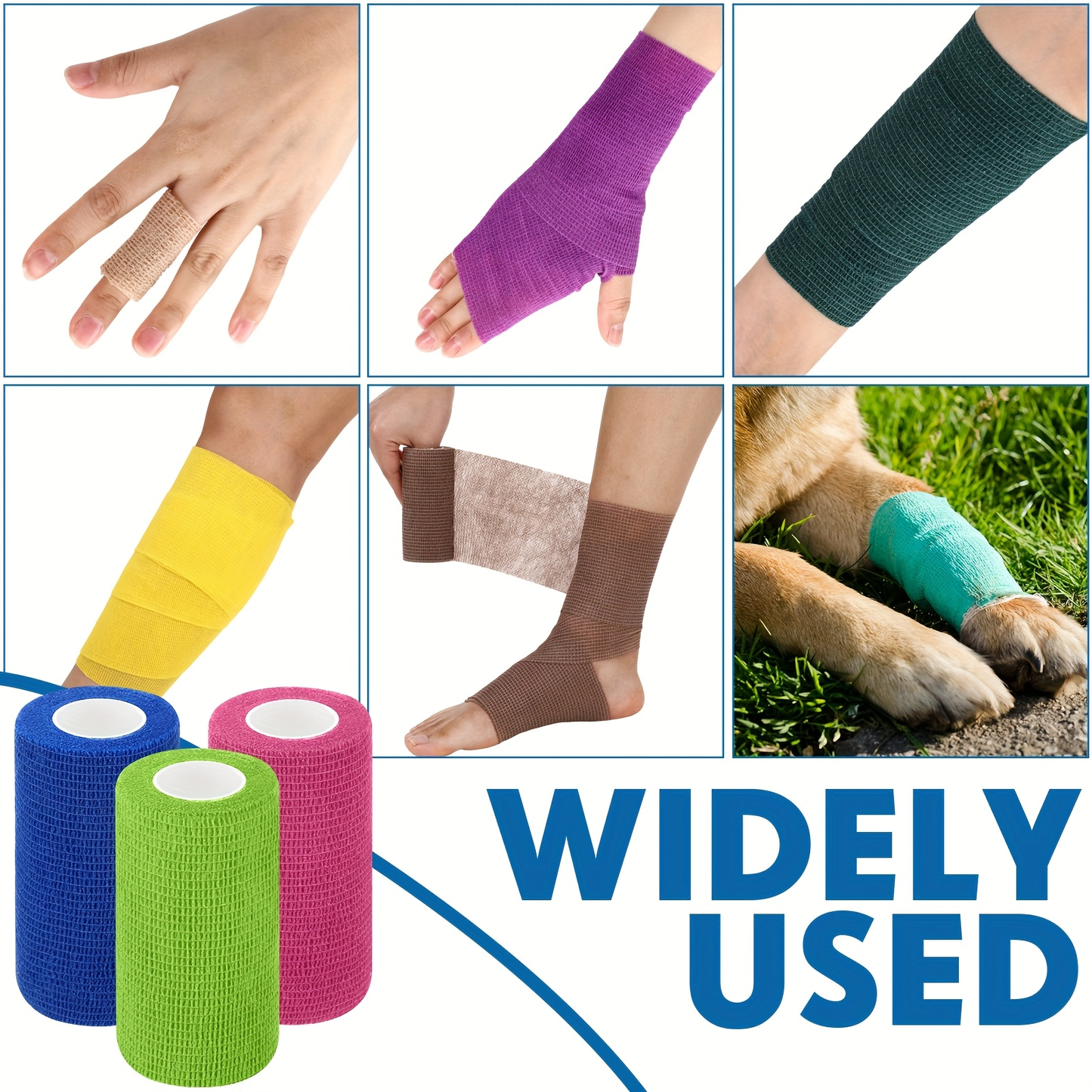 Self Adherent Bandage Wrap 36 Pack – 4 Inch x 5 Yard Cohesive Elastic Athletic Tape, Breathable Self-Stick Wrap for Wrist Ankle Knee Joint