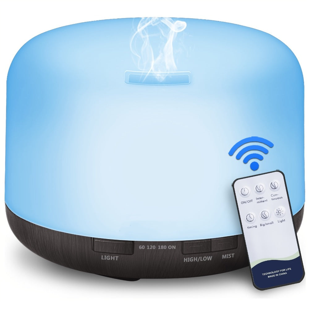 Large Room Essential Oil Diffuser 16.91oz, Timer, 7 Ambient LED Lights, No Water Auto-Off, Wood Grain Design for Home & Office
