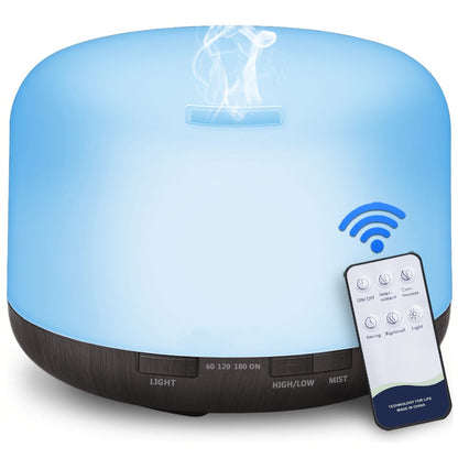 Large Room Essential Oil Diffuser 16.91oz, Timer, 7 Ambient LED Lights, No Water Auto-Off, Wood Grain Design for Home & Office