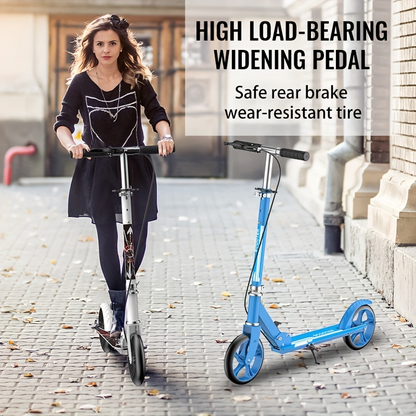 Folding Kick Scooter for Adults & Teens 14+ – Front Suspension, Front Brake, Iron Frame, Compact Urban Commuter