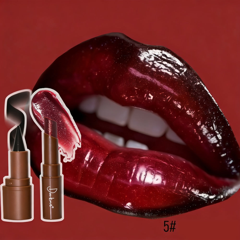 Metallic Lipstick & Lip Liner Pen Set for Women, 3D Full Lip Shape High-Shine Glossy Finish, Smudge-Proof All-Day Wear
