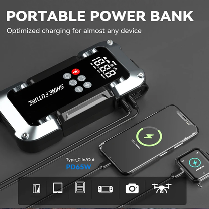 Portable Jump Starter Kit 4000A Peak 6-in-1 Battery Booster with Tire Inflator Power Bank Lithium for Garden, Patio and Yard Use