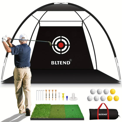 Golf Practice Net 10x7ft with Hitting Mat, Portable Golf Chipping Net for Backyard Indoor Outdoor Use, Golf Training Net for Driving