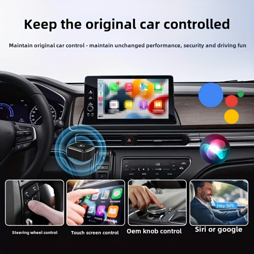 Compact Black M32 USB Adapter for Factory Wired CarPlay and Android Auto Systems with Pictured Connector