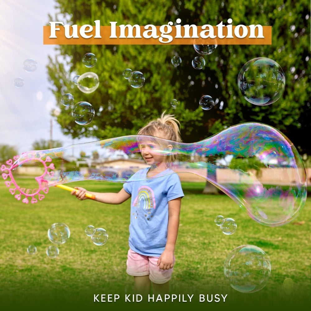 Giant Bubble Wands Set 18 Pieces, 3 Sizes with Tray & Concentrated Solution for Parties, Celebrations and Guest Favors