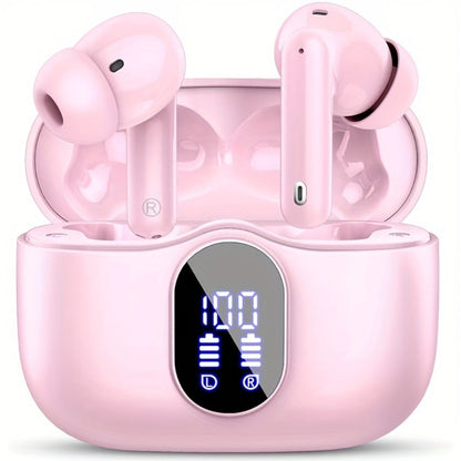 Wireless Earbuds Bluetooth 5.3 with Call Noise Reduction Mic, LED Display Case and Eight Color Options
