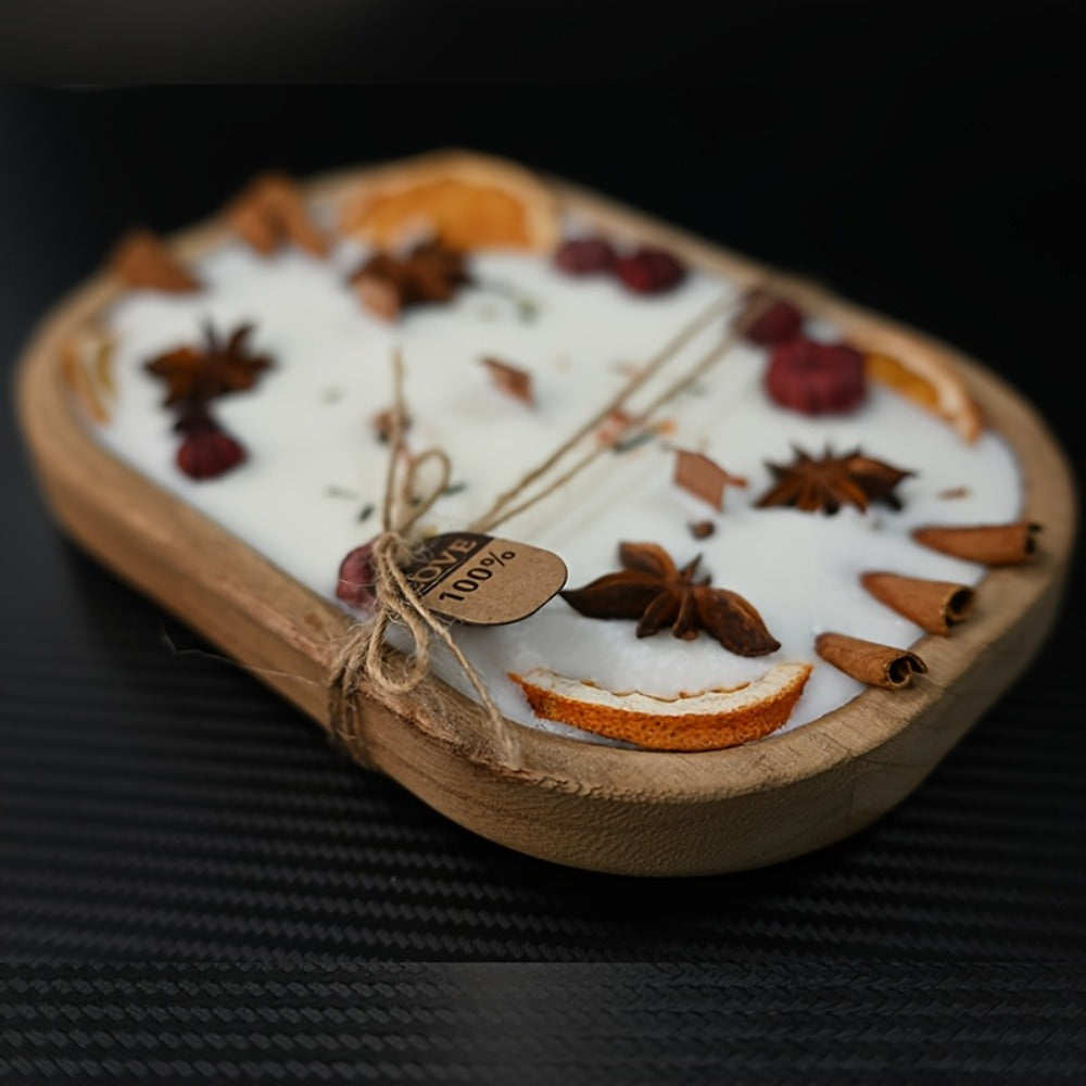Multi-Wick Candle in Boat-Shaped Holder with Botanical Details and Two Fragrance Selections