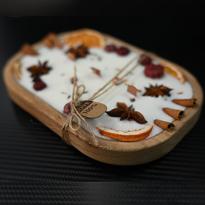 Multi-Wick Candle in Boat-Shaped Holder with Botanical Details and Two Fragrance Selections