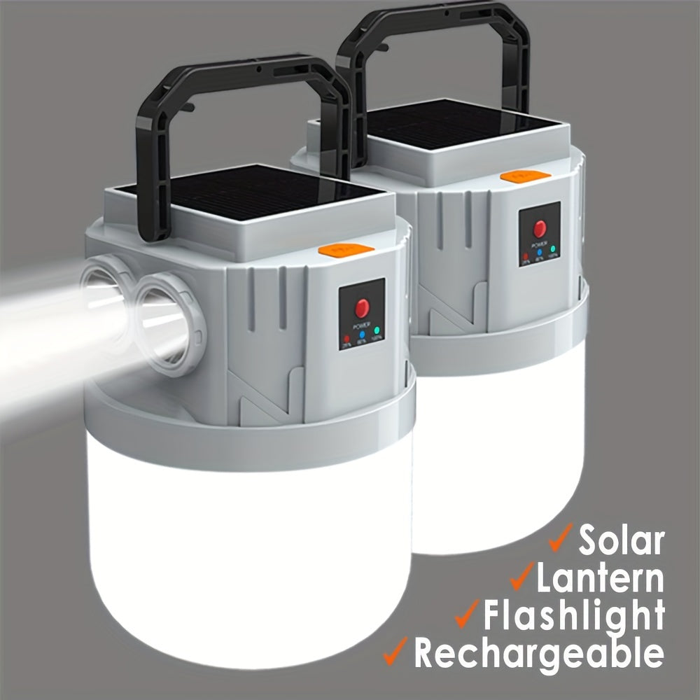 Solar Camping Lantern Rechargeable – 2400mAh LED Tent Light, 3 Modes, Portable Solar Panel Charging, Lightweight Emergency Lantern for Power