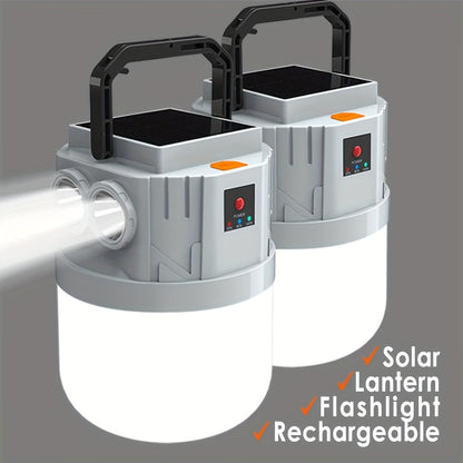 Solar Camping Lantern Rechargeable – 2400mAh LED Tent Light, 3 Modes, Portable Solar Panel Charging, Lightweight Emergency Lantern for Power
