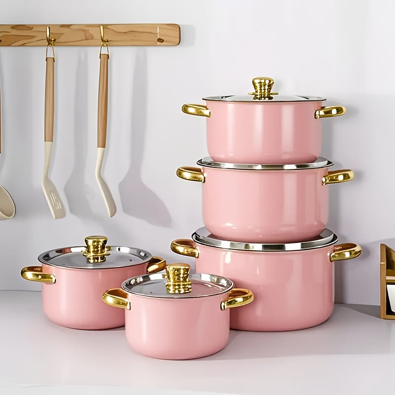 Stainless Steel Non-Stick Cookware Set 10/12pcs, 316 Grade Steel Frying Pan, Stockpot & Milk Pot with Lid