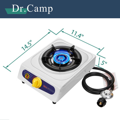 Propane Camping Stove Single & Double Burner, Stainless Steel Gas Cooker with Auto Ignition for Outdoor Cooking