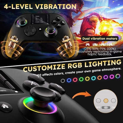 Touchscreen Wireless Gaming Controller in Black with Four Back Buttons and Optional Detachable Phone Bracket