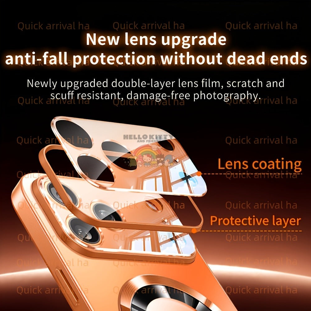Phone Case Matte Titanium-Finish Cover with Built-In Glass Lens Protector for Select iPhone Models