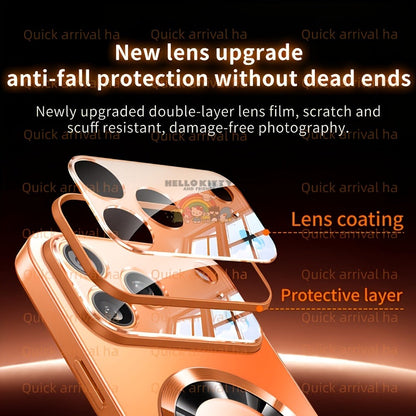 Phone Case Matte Titanium-Finish Cover with Built-In Glass Lens Protector for Select iPhone Models