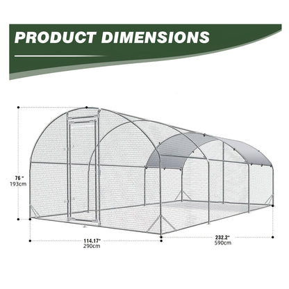 Metal Chicken Run Walk-in Poultry Enclosure with UV Protection - Dome Flat & Spire Roof Styles