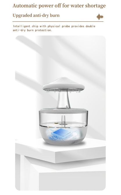 Cool Mist Humidifier with 7-Color Night Light Raindrop Music Design Dual Mist Output 26dB Ultra-Quiet 24H Operation Visible Water Level