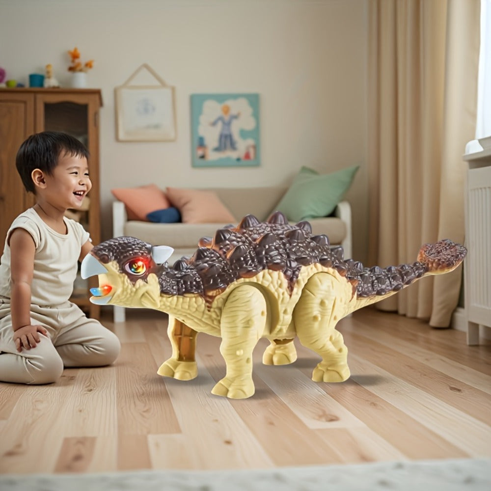 Battery-Powered Walking Ankylosaurus Dinosaur Toy with Roaring Sound and Random-Color Checkout