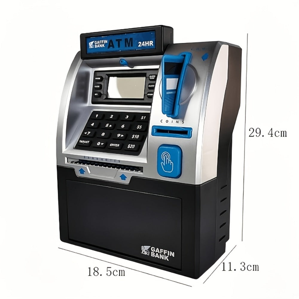 Electronic Money Bank for Kids with Debit Card & Cash Scanning, Digital ATM Piggy Bank with Coin & Bill Slot