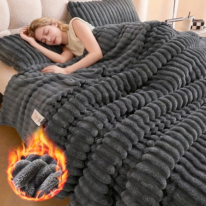 Reversible Faux Rabbit Hair Blanket in Four Colors and Five Sizes from 39 x 60 to 108 x 90 Inches
