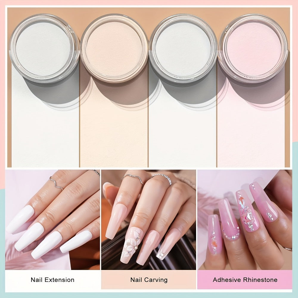 120g Acrylic Nail Powder Jar in Clear, Pinkish, Nude or White for Use with Compatible Acrylic Liquid