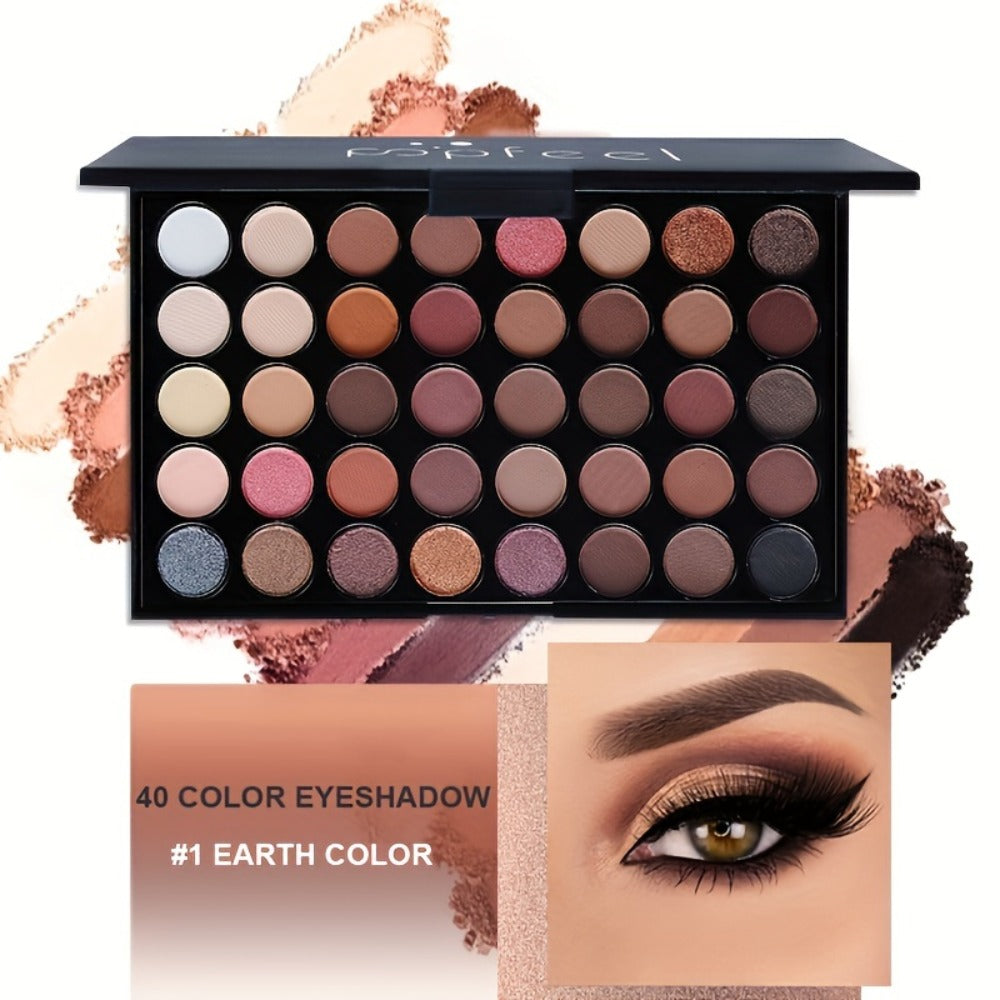 40 Shade Eye Makeup Gift Set with Eyeshadow Palette, Brush, Eyeliner & Eyebrow Pencil, for Makeup, Travel and Everyday Vanity Use