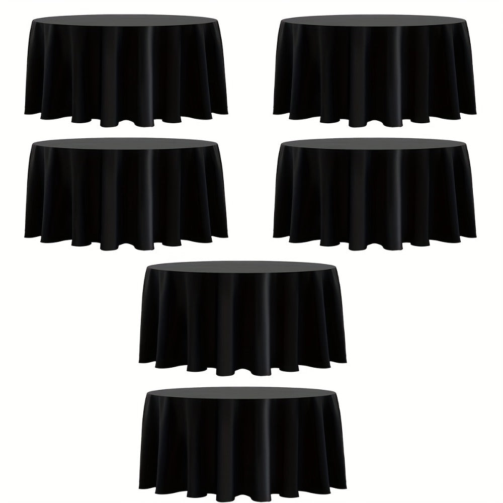 120 Inch Round Tablecloth Bulk Pack – Wrinkle-Free Table Cover for Wedding, Party, Christmas & Halloween, Black or White (6/12/18 Pack)