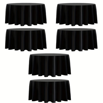 120 Inch Round Tablecloth Bulk Pack – Wrinkle-Free Table Cover for Wedding, Party, Christmas & Halloween, Black or White (6/12/18 Pack)