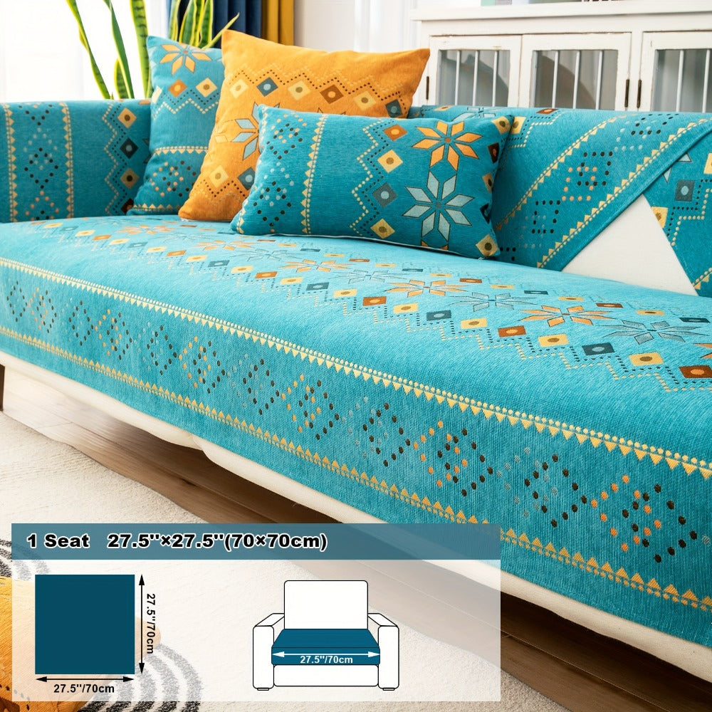 Sofa Cover Bohemian Geometric Panels for 1 to 4 Seats, Armrest or Backrest in Five Color Options