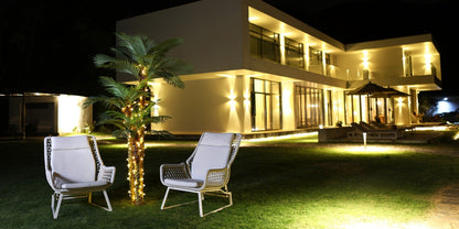 Artificial Palm Tree with Potted Base in 8 or 10 Foot Heights and Layered Golden Cane-Style Trunks
