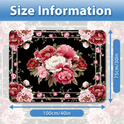 Car Cargo Mat Pink Peony Floral – Anti-Slip Washable Rear Trunk Pad, Wear-Resistant Pet Mat & Boot Liner for Car Interior
